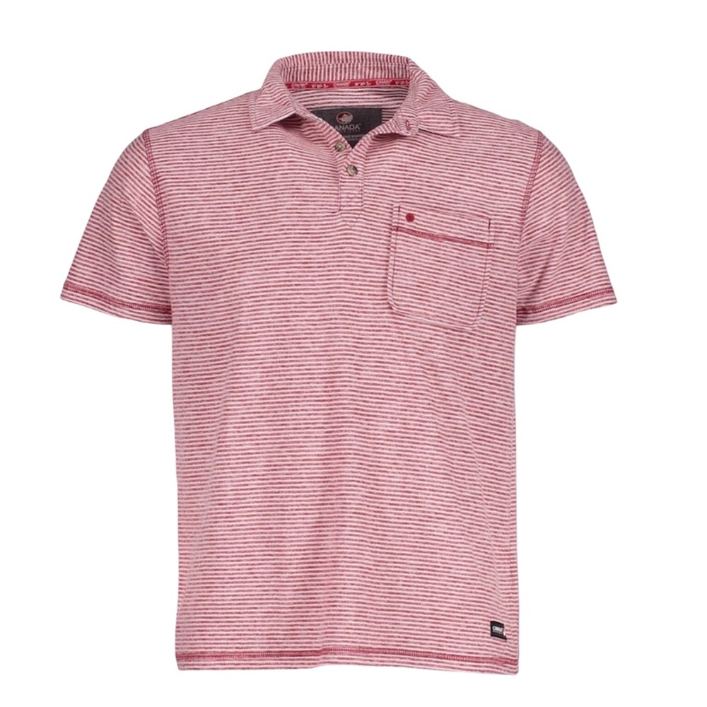 Men’s Canada Weather Gear Red Rock Stripe Pocket Supreme Soft Polo